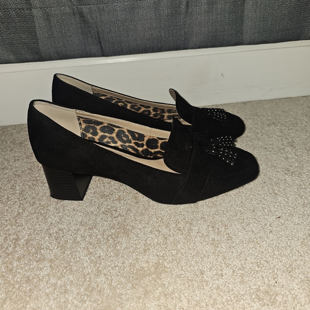 ​Kelly & Katie Black Block Heel Tassel Loafers 8M